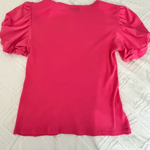 State Ribbed Pink Puff Sleeve Top - Picture 6 of 7